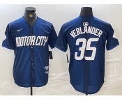 Men's Detroit Tigers #35 Justin Verlander Navy 2024 City Connect Cool Base Limited Stitched Jersey