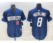 Men's Detroit Tigers #8 Matt Vierling Number Navy 2024 City Connect Cool Base Limited Stitched Jersey