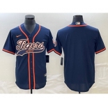 Men's Detroit Tigers Blank Navy Cool Base Stitched Baseball Jersey