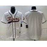 Men's Detroit Tigers Blank White Cool Base Stitched Baseball Jersey