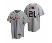 Men's Nike Detroit Tigers #21 JaCoby Jones Gray Road Stitched Baseball Jersey