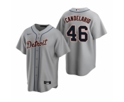 Men's Nike Detroit Tigers #46 Jeimer Candelario Gray Road Stitched Baseball Jersey