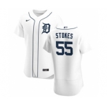 Men's Nike Detroit Tigers #55 Troy Stokes Jr. White Home 2020 Authentic Player Baseball Jersey