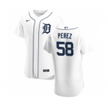 Men's Nike Detroit Tigers #58 Franklin Perez White Home 2020 Authentic Player Baseball Jersey