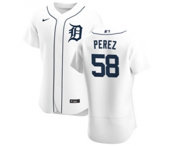 Men's Nike Detroit Tigers #58 Franklin Perez White Home 2020 Authentic Player Baseball Jersey