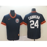 Men's  Nike Majestic Detroit Tigers #24 Miguel Cabrera  M&N Navy Blue MLB Jersey