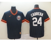 Men's  Nike Majestic Detroit Tigers #24 Miguel Cabrera  M&N Navy Blue MLB Jersey