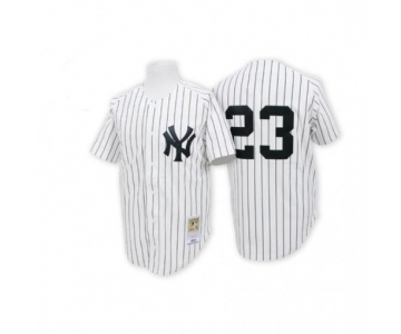 Men's Mitchell and Ness New York Yankees #23 Don Mattingly Replica White Throwback MLB Jersey