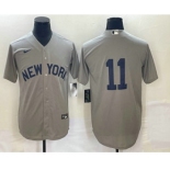 Men's New York Yankees #11 Anthony Volpe 2021 Grey Field of Dreams Cool Base Stitched Baseball Jersey