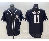 Men's New York Yankees #11 Anthony Volpe Black White Cool Base Stitched Jersey