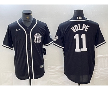 Men's New York Yankees #11 Anthony Volpe Black White Cool Base Stitched Jersey