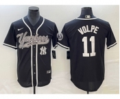 Men's New York Yankees #11 Anthony Volpe Black With Patch Cool Base Stitched Baseball Jersey