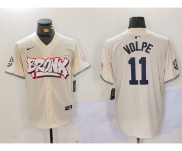 Men's New York Yankees #11 Anthony Volpe Cream Limited Stitched Baseball Jersey