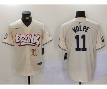 Men's New York Yankees #11 Anthony Volpe Cream Limited Stitched Baseball Jerseys