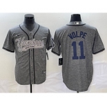 Men's New York Yankees #11 Anthony Volpe Grey Gridiron Cool Base Stitched Baseball Jersey