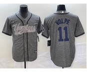 Men's New York Yankees #11 Anthony Volpe Grey Gridiron Cool Base Stitched Baseball Jersey