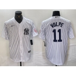 Men's New York Yankees #11 Anthony Volpe Name White With Patch 2024 Cool Base Stitched Jersey