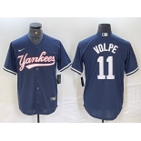 Men's New York Yankees #11 Anthony Volpe Navy Cool Base Stitched Baseball Jersey