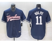 Men's New York Yankees #11 Anthony Volpe Navy Cool Base Stitched Baseball Jersey