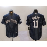 Men's New York Yankees #11 Anthony Volpe Navy Pinstripe Fashion Cool Base Jersey