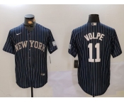 Men's New York Yankees #11 Anthony Volpe Navy Pinstripe Fashion Cool Base Jersey