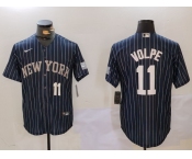 Men's New York Yankees #11 Anthony Volpe Navy Pinstripe Fashion Cool Base Jerseys