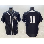 Men's New York Yankees #11 Anthony Volpe No Name Black White Cool Base Stitched Jersey