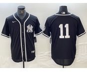 Men's New York Yankees #11 Anthony Volpe No Name Black White Cool Base Stitched Jersey