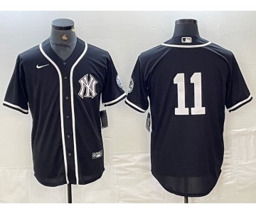 Men's New York Yankees #11 Anthony Volpe No Name Black White Cool Base Stitched Jersey