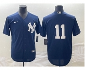 Men's New York Yankees #11 Anthony Volpe No Name Navy Blue Stitched Cool Base Nike Jersey