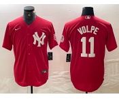 Men's New York Yankees #11 Anthony Volpe Red Fashion Cool Base Jersey