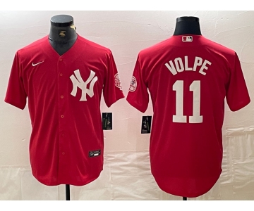 Men's New York Yankees #11 Anthony Volpe Red Fashion Cool Base Jersey