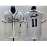 Men's New York Yankees #11 Anthony Volpe White Cool Base Stitched Baseball Jersey