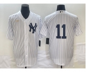 Men's New York Yankees #11 Anthony Volpe White No Name Throwback Stitched MLB Cool Base Nike Jersey