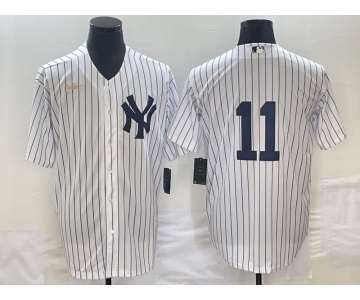 Men's New York Yankees #11 Anthony Volpe White No Name Throwback Stitched MLB Cool Base Nike Jersey