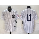 Men's New York Yankees #11 Anthony Volpe White With Patch 2024 Cool Base Stitched Jersey