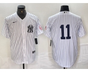 Men's New York Yankees #11 Anthony Volpe White With Patch 2024 Cool Base Stitched Jersey