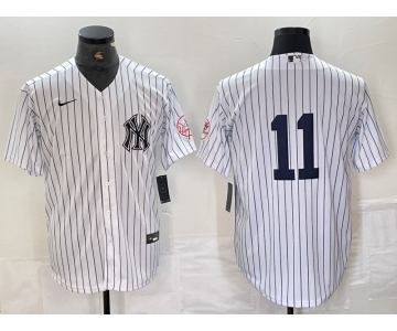 Men's New York Yankees #11 Anthony Volpe White With Patch 2024 Cool Base Stitched Jersey