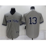 Men's New York Yankees #13 Alex Rodriguez Gray Cool Base Stitched Baseball Jersey