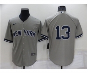 Men's New York Yankees #13 Alex Rodriguez Gray Cool Base Stitched Baseball Jersey