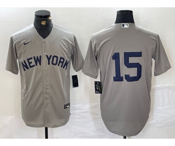 Men's New York Yankees #15 Thurman Munson Grey Stitched Nike Cool Base Jersey