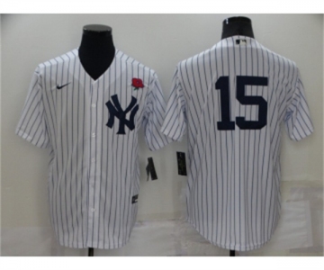 Men's New York Yankees #15 Thurman Munson White No Name Stitched Rose Nike Cool Base Throwback Jersey