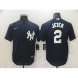 Men's New York Yankees #2 Derek Jeter Authentic Navy Blue Nike MLB Jersey