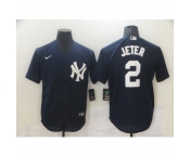 Men's New York Yankees #2 Derek Jeter Authentic Navy Blue Nike MLB Jersey