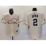 Men's New York Yankees #2 Derek Jeter Cream Limited Stitched Baseball Jersey