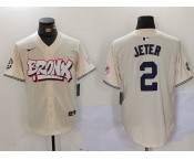 Men's New York Yankees #2 Derek Jeter Cream Limited Stitched Baseball Jersey