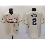 Men's New York Yankees #2 Derek Jeter Cream Limited Stitched Baseball Jerseys