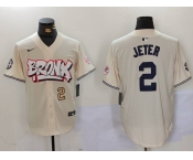 Men's New York Yankees #2 Derek Jeter Cream Limited Stitched Baseball Jerseys