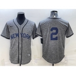 Men's New York Yankees #2 Derek Jeter No Name Grey Gridiron Cool Base Stitched Jersey