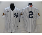 Men's New York Yankees #2 Derek Jeter White 2001 Throwback Cooperstown Collection Stitched MLB Nike Jersey